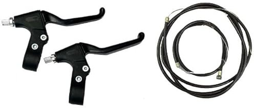 NM SELECT 2 x Bike Bicycle Brake Levers & Brake Cables | Bike Handle Brake Lever 2.2cm Diameter for Most Bicycles MTB Road Bikes & BMX | Black Aluminium Alloy Levers + Brake Cables