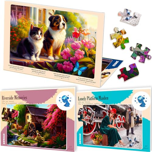 QUOKKA 63 Teile Demenz Puzzles ältere Menschen - Großes Stück Aktivitäten Produkte Senioren - 3 Alzheimer Puzzle Spiele Erwachsene Flussufer Plattform Tiere - Geschenke Männer
