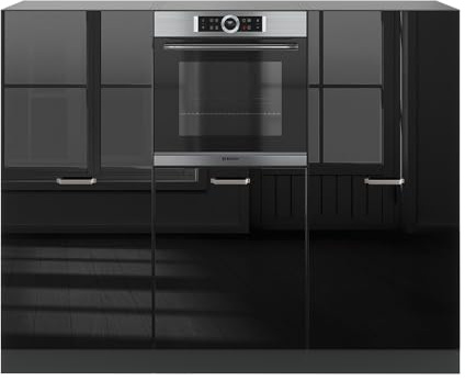 Vicco Einbauküche R-Line, Schwarz Hochglanz/Anthrazit, 180 cm ohne Arbeitsplatte, zur individuellen Erweiterung und flexiblen Anordnung der Module