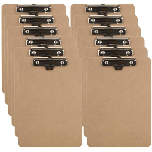 LDXDRU 12 Stück A4 Klemmbrett Holz Klemmbrett Schreibbrett mit Metalklemme A4 Schreibplatte Klemmbretter Zwischenablage Clipboard a4 für Studenten und Büro, 22.5X31.5CM