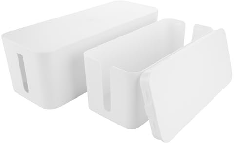 MUXHEL 2 Stück Kabelbox Weiß, Kabelmanagement Box, Kabel Organizer, Kabel-Versteckbox, Cable box-32 x 13 x 13.5CM & 40.5 x 13.6 x 15.7CM, Robuster Kunststoff 2 Seitliche Kabelführungen