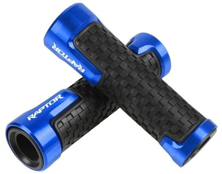 Puños Moto, Empuñaduras de Manillar Motocicleta, F Para Y-amaha YFM125 / 350/700 / 90 Raptor 7/8''22mm Motocicleta CNC Accesorios Manillar Grip Termina Manillar Grips(Blue RAPTOR LOGO)