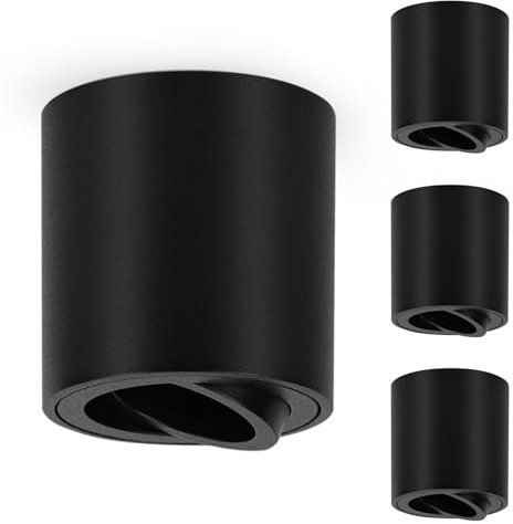 Cinsenten 4Pcs Surface Mounted Spot Lights Black, Adjustable Ceiling Spotlights GU10 Base Ø80*85mm, AC230V Downlights (Bulb not Included) (8cm x 8.5cm)