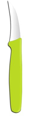 HENDI Couteau éplucheur, lame courbée, couteau bec d'oiseau, couteau d'office, couteau de cuisine pour éplucher les fruits et légumes, couteau tournant, 158x19x(H)9mm, inox, polypropylène, vert