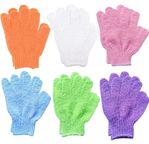 IKOPFLN Guanti Esfolianti Da Bagno a Cinque Dita - 12 Pezzi Scrub Corpo Multicolori per Uomo e Donna