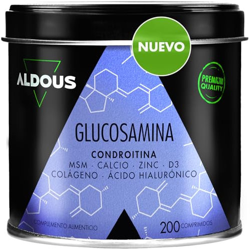 Glucosamina Condroitina MSM Integratore - 200 Compresse - Collagene e Acido ialuronico - Articolazioni, Cartilagini e Ossa - Zinc, Vitamina D3, Calcio - Antinfiammatorio Naturale - ALDOUS