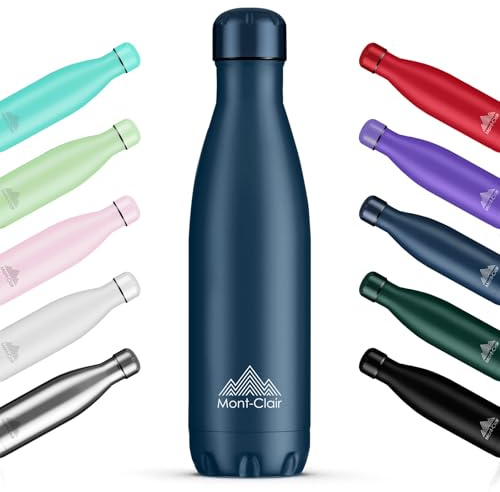 LO Botella Térmica Acero Inoxidable, Isotérmica, sin BPA, 500 ml | Conserva Bebidas Frías 24 Horas y Calientes 12, Doble Pared, Tapa Antifugas, Reutilizable para Deporte, Azul Oscuro