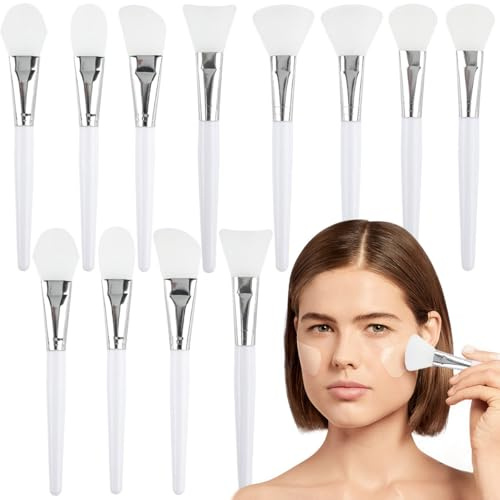 12 PCS Face Mask Brushs Silicone Cosmetic Scrapers Mask Hairless Bush Skin Care Beauty Tool Soft Scrapers for Applying Facial Mask Eye Mask Serum or DIY