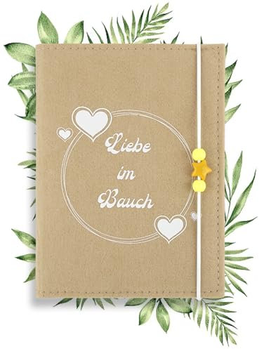 Mutterpasshülle Filz für Deutschen Mutterpass,Mutterpass Schutzhülle,Mutter Kind Pass Hülle mit Fächer für Ultraschallbild,Impfpass,Versichertenkarte