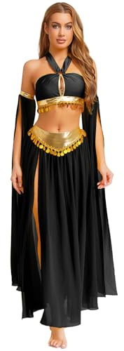 Alvivi Dam magdans kostym set nackhållare paljetter crop top med magdans kjol handskar Belly Dance Outfit indiska danskläder