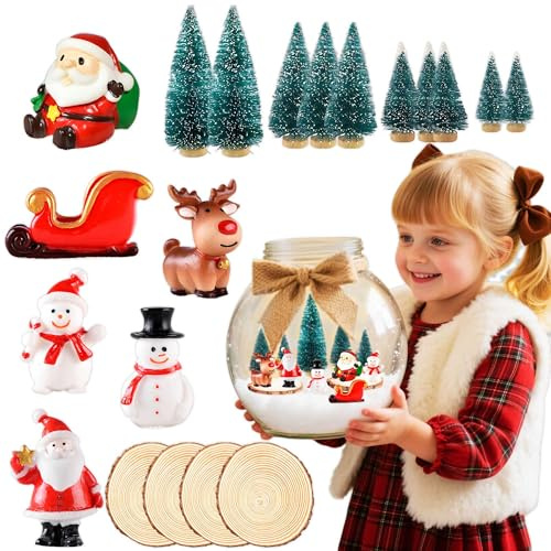jevemis 20 zi mini decorazioni natale kit fai da te piccole figure festive albero pupazzo di neve babbo natale addobbi casa villaggio regalo creativo