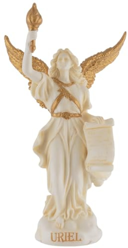 Erängel Uriel, visdomens ängel, miniatyr, tillverkad av konstgjord sten, handmålad för hand med guldfärg, Veronese-kollektion, 708-78194
