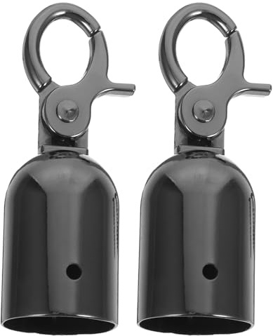 TOVINANNA 2pièces Lot de Embouts de Corde Noir avec Mousqueton pour Barrières et Rambardes Butée de Corde Métallique Robuste Attache-cordon à Pression