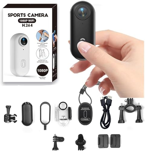 Mini Camera Sport Moto 1080p -Camera 360 Degrés Sous-Marine Avec Wi-Fi, Fixation Magnétique, Étanche Clip Portable, Mini Caméra Sport Idéale Pour La Moto, La Plongée, La Randonnée Et Les Animaux