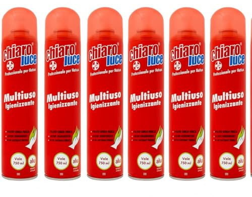 Detergente Multiuso Igienizzante Spray, Set da 2,6,12 di Bombolette da 750 ml, Formula Sgrassante Pronta all'Uso, per Cucina, Bagno, Pavimenti (x6)