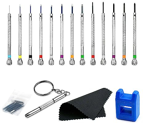 Set di cacciaviti in acciaio inossidabile Kit orologio per orologiaio Guarda Occhiali Assort Strumento scanalato Kit di riparazione per orologi con custodia Kit di riparazione per orologi con kit di