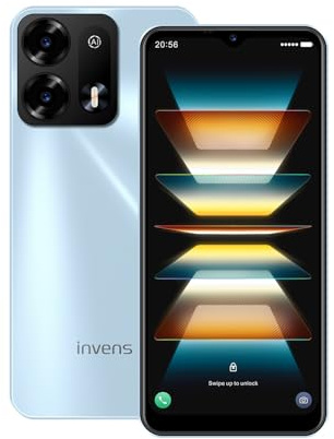 invens Note TK02 Smartphone Android 14 Pas Cher,téléphone Portable 4G Double SIM,écran 6.52 HD+, 12+128 Go Extensible 256Go,Octa-Core Rapide,Batterie 4500 mAh Longue durée, Bleu élégant