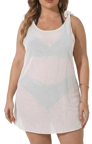 Fiohiros Beach Coverups for Women Lightweight Swim Cover Ups for Women Adjustable Tie Shoulder Beach Sarongs for Women Plus Size