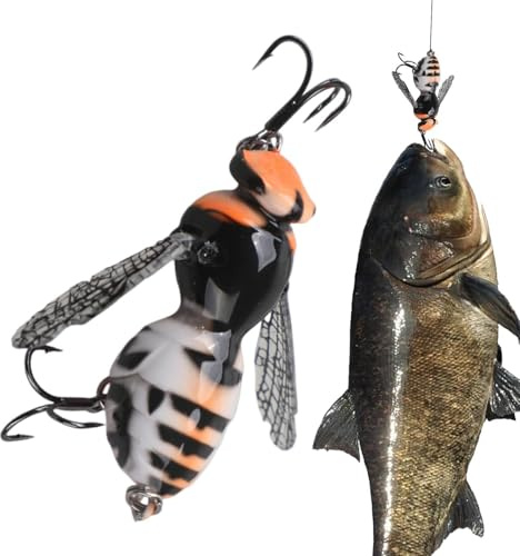 Wasp Señuelo para Pesca,con Anzuelo Artificial Reutilizable - Señuelos De Pesca con Mosca, Cebo,para La De, Trucha, Perca En Lagos, Ríos, Zonas Costeras, Embalses Y A Lo Largo De La Orilla