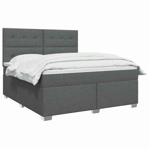 vidaXL Lit boxspring avec Matelas Gris foncé 140 x 200 cm Tissu, Mobilier de Chambre, lit Moderne, sommier, Cadre Ajustable, Confort de Sommeil, Installation intérieure à la Maison
