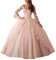 VKStar® Robe de Mariée Princesse Femme Boule Manches Longues Robe Cérémonie Mariage Femme Dentelle Tulle Dos Nu Rose 36