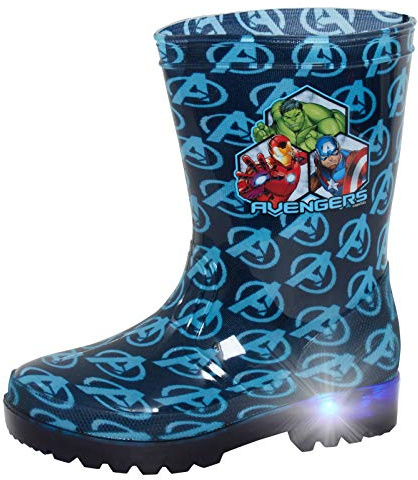 Marvel Avengers Bottes de Pluie Lumineuses pour Garçons Super Héros Wellingtons Iron Man Hulk Captain America Bottes de Pluie Filles Chaussures de Pluie, bleu, 25 EU
