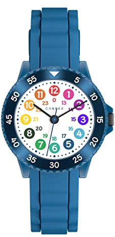 Cander Berlin MNA 1630 J Kinderarmbanduhr Kinderuhr Armbanduhr für Jungen Mädchen Lernuhr blau wasserdicht