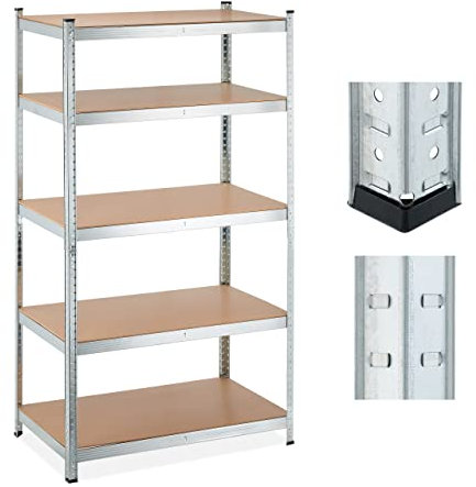 Relaxdays Schwerlastregal, HBT: 180x100x60 cm, Traglast: 1250 kg, 5 Böden, zum Stecken, Keller, Garage, Stahl, Silber