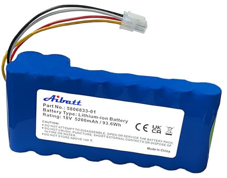 Aibatt Mähroboter akku, Ersatzakku für Husqvarna Automower 320, 330X, 420, 430, 430X, 440, 450X, 520, 550 Rasenroboter, Ersatz für 580 68 33-01,580 68 33-02 akku(5200mAh/18V/93.6Wh)