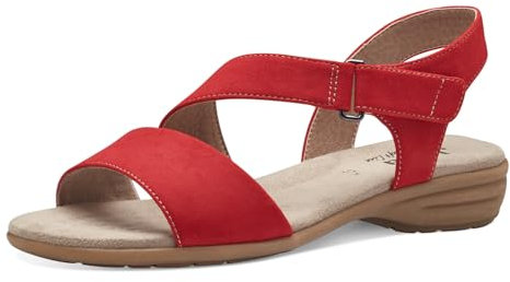 Jana Damen Sandalen flach mit Klettverschluss Vegan, Rot (Fire), 37 EU