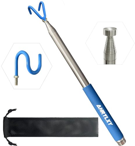 AHRYLXY Herramienta telescópica de recogida magnética con 3 ganchos, barra telescópica de 10 pies, barra de empuje telescópica de 10 pies, agarrador de disco, accesorios de golf