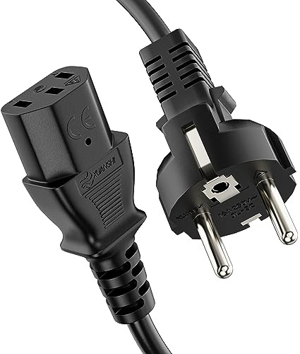 ETEC Câble d'alimentation 3 Broches - 2 m - Fiche Secteur vers Prise C13 Femelle - Câble d'alimentation pour Ordinateur et imprimante - Noir