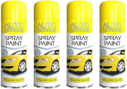 SDMAX All Purpose Yellow Gloss Spray Paint, Gloss Finish, Suitable for Wood, Metal, Plastic, Glass Surface, Easy and Quick Spraying, for Interior and Exterior Usage, 250ML (4 Pcs)