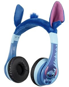 eKids Disney Stitch Casque Bluetooth sans Fil avec Microphone avec Cordon auxiliaire, Volume réduit pour Enfants, pour l'école, la Maison ou Les Voyages