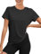 Rapbin Yoga Top Damen Kurzarm UV Shirt Damen Rundhals Sport Top Passend für Fitness Laufshirt(Schwarz,M)