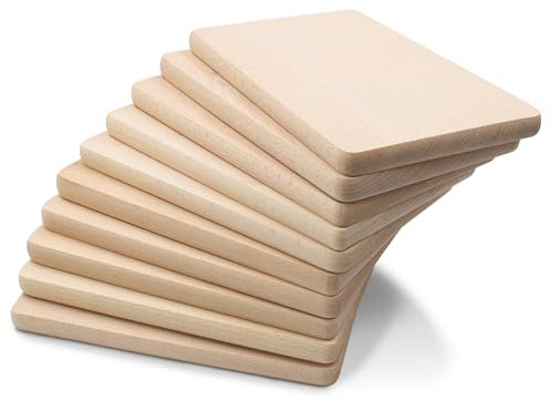 VmG-Store Tabla de desayuno de haya, 23 x 15 cm, tabla de cortar de madera de haya maciza, cuadrada, tabla de cortar de madera natural (10, mediana)
