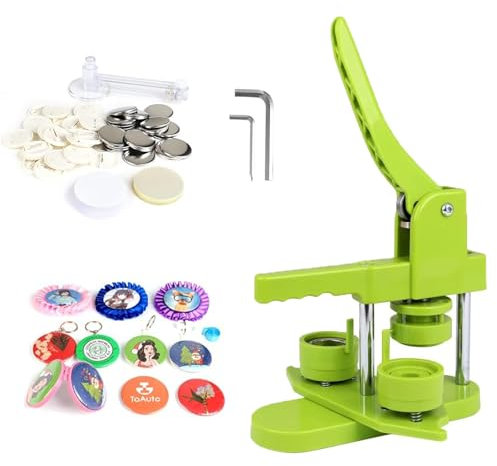 Outbit Button Badge Press Maschine, Buttonmaschine, mit 100 Knöpfen/Bild & Kreisschneider für Charaktere für Menschen, Kinder DIY Gift Pin Maker (Grün, 32mm)