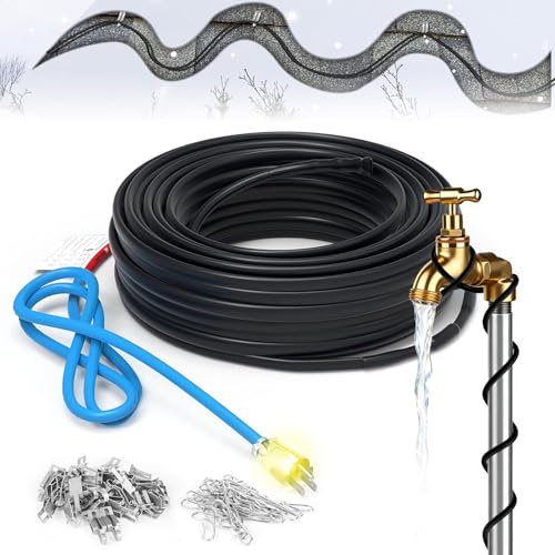 TOPDURE TDSF1-K Nastro termico autoregolante per tetti, 5 W/m, nastro termico per tubi, ideale per la prevenzione delle dige di ghiaccio su tetti e grondaie, 45 m
