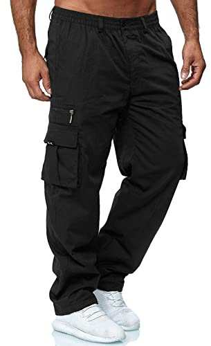MOKBAY Tuta da Lavoro Pantalone Palestra Estivo Leggeri Abbigliamento Lunghi Pantaloni Neri Pantaloni Cargo Uomo Baggy da Lavoro Casual Offerte a Tempo M
