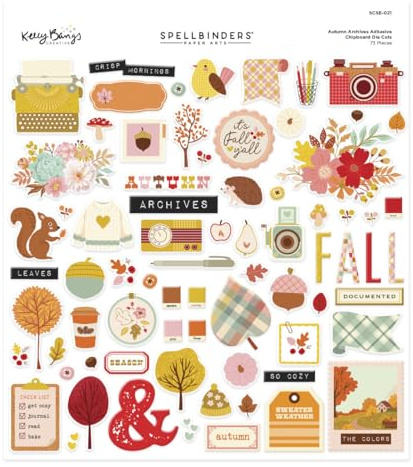Spellbinders SCSE-021 Autumn Archives Chipboard Die Cut Stickers from The Autumn Archives Collection by Kelly Bangs