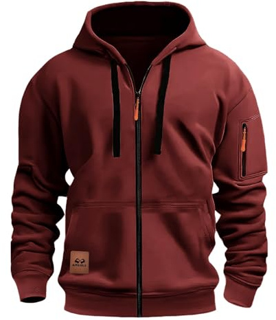 HAOLEI Felpa Uomo con Zip E Cappuccio Felpe con Tasche e Polsini Elastici Leggera e Funzionale Maglia Semplice Classici Maglie Casual Pullover Sportiva Hoodie Autunno e Inverno S-3XL