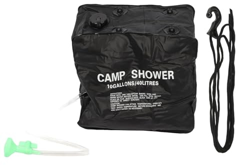 WAHEWUD 40L Solar Camping Shower Bag with Hose and Tap, PVC Rubber Outdoor Water Bag with Coating, Portable Heated Shower for Camping RV Beach