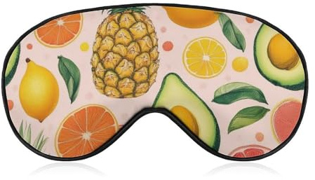 Antifaz para dormir cómodo y a la moda, con correa ajustable para viajes en avión, antifaz para dormir con diseño de aguacate, nuez, plátano, pino y naranja.