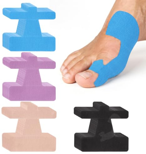 40 Piezas Cinta Kinesiologica Hallux Valgus, Kinesio Tape Precortada - Protector Dedo Gordo Pie, Parche Anti Rozaduras Pies, 4 Colores para Zapatos, Deporte, Viaje, Mujer Hombre