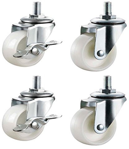 Cantidad. Ruedas giratorias de nylon de 4 x 50 mm con frenos – accesorio, aparato y equipo de ruedas pequeñas de Bulldog Castors – Max 110 kg por Set.