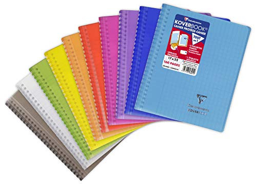 Clairefontaine 356401C Un Cahier à Spirale Koverbook - 17x22 cm - 160 Pages Grands Carreaux - Papier Blanc 90 g - Couverture Polypro Couleur Aléatoire