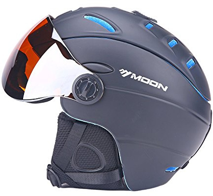 Sport Tent Professional Ski Helmet Snowboard Helmet Unisex Adult Snow Sports Helmet with Attached Detachable Photochromatic Polarizing Goggles (Black, XL(61-64 cm))