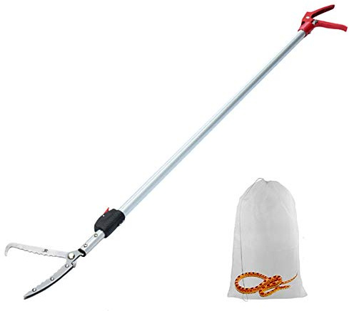 V-CHEETONG Extendable Snake Tong Reptile Grabber Rattle Snake Catcher Wide Jaw Handling Tool with Lock and Comfortable Grip(Include Snake Bag) (150cm Extendable Snake Tong)