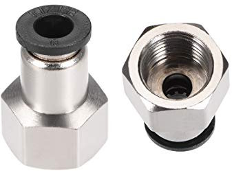 sourcing map Adaptateur raccord de tube enfichable Tube OD 6mm x 1/4BSPT femelle Connecteur pneumatique droit Raccord de raccordement de tuyau argenté 2Pcs