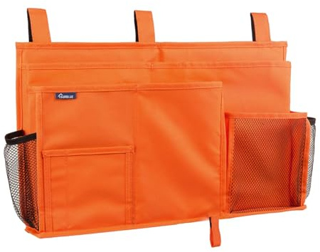 Surblue Caddy Hanging Organizer Bedside Storage Bag for Bunk and Hospital Beds, Orange, L